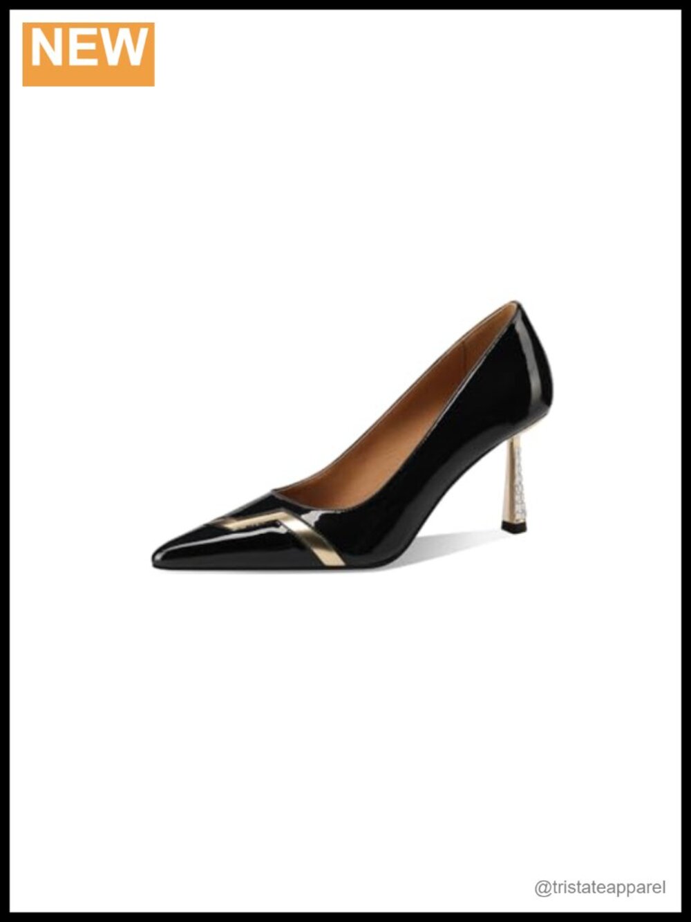 Patent Leather Pointed Toe Stiletto Heels Handmade Crystal Pumps